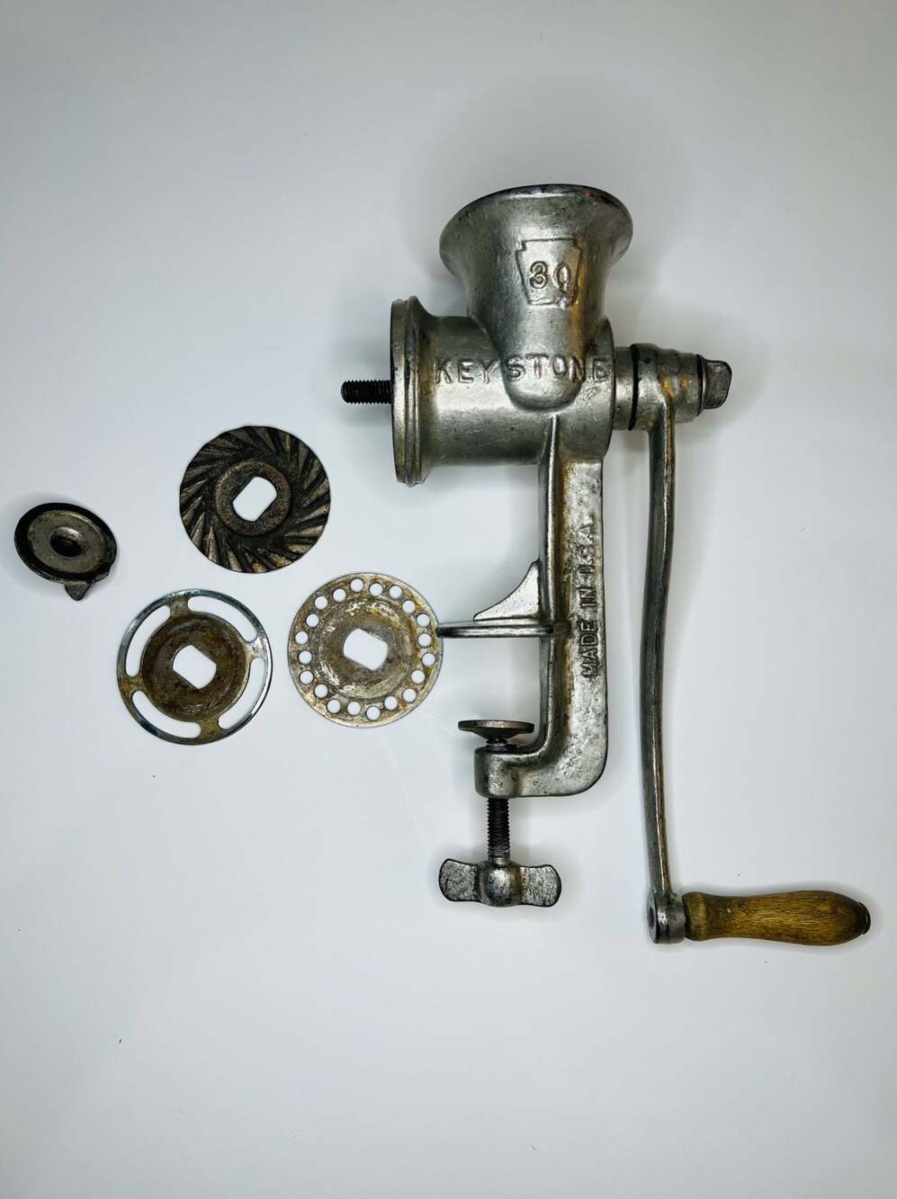Vintage Keystone No. 30 Hand Crank Meat Grinder Made in USA Boyertown PA